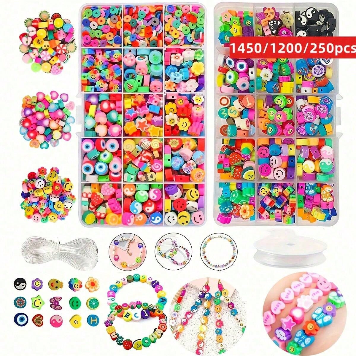 Jewelry Making Organizer - 1450/1200/250pcs Polymer Clay Beads Set, Box,