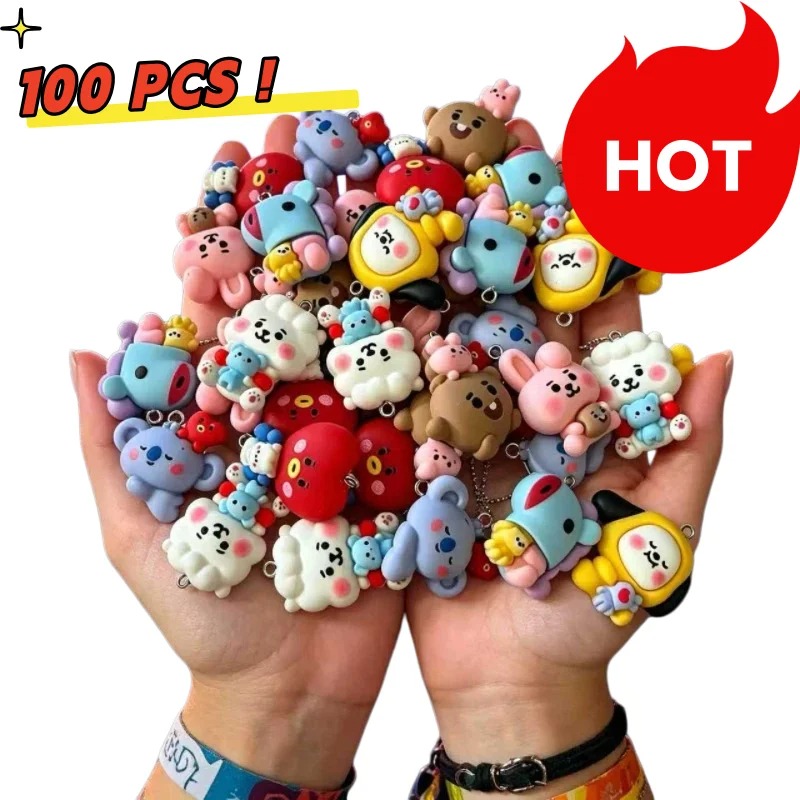 Jewelry Making Earring Supplies - 7pcs BT21 Resin Cartoon Charm DIY
