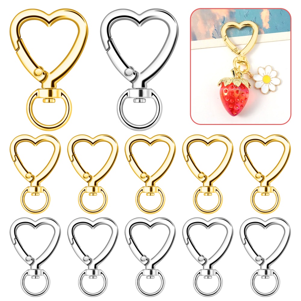 Jewelry Making Hoops - 10pcs Metal Heart Lobster Claw Clasps