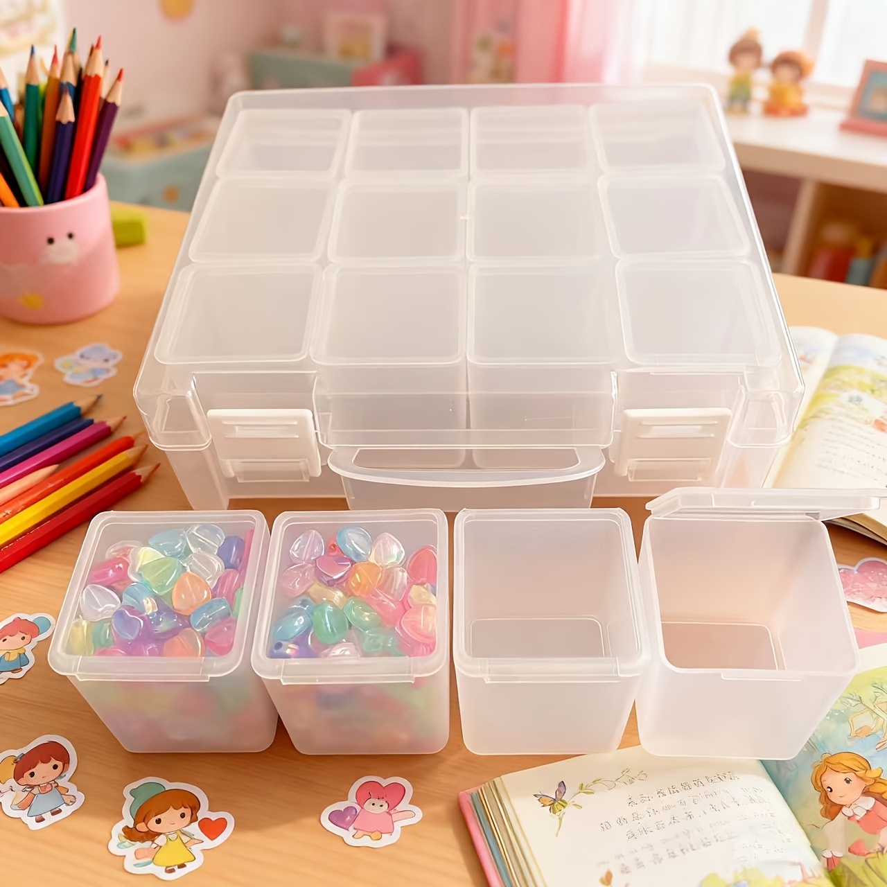 Jewelry Making Organizer - 12-Grid Large Capacity Plastic Storage Box