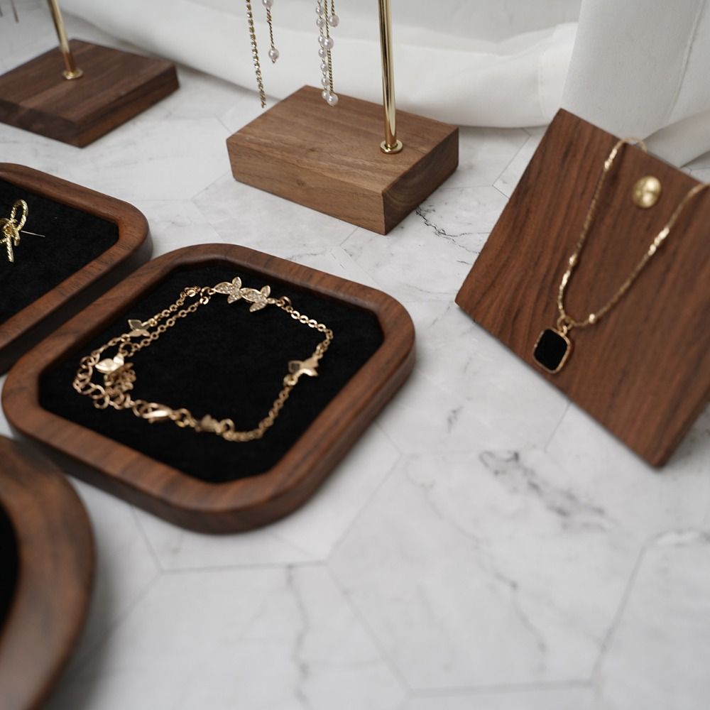 Simple Geometry Wood Rings Tra - đánh giá và giá Jewelry Making Organizer