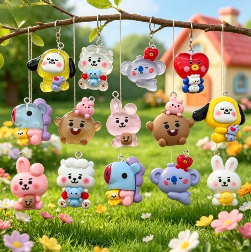 7pcs BT21 Resin Cartoon Charm  - đánh giá và giá Jewelry Making Earring Supplies